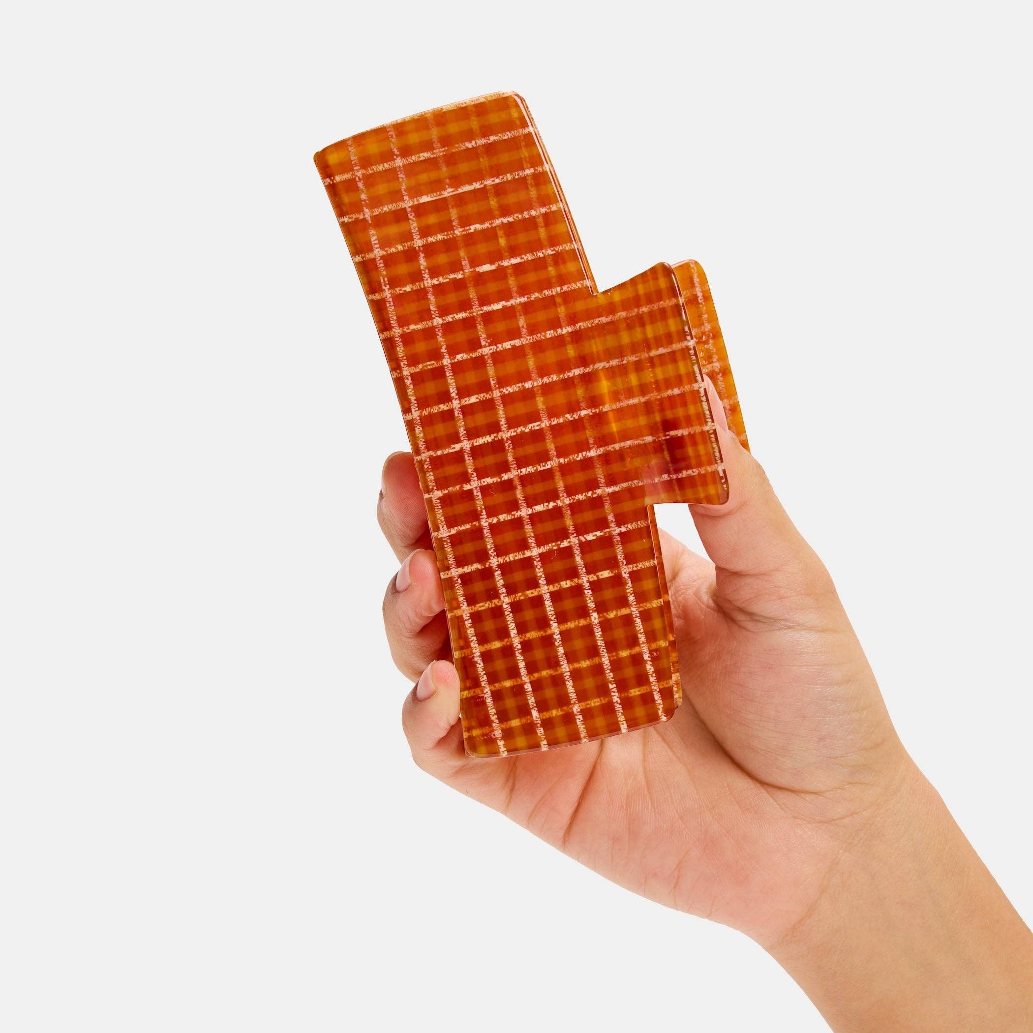 CHUNKS - Jumbo Box Claw in Caramel Plaid