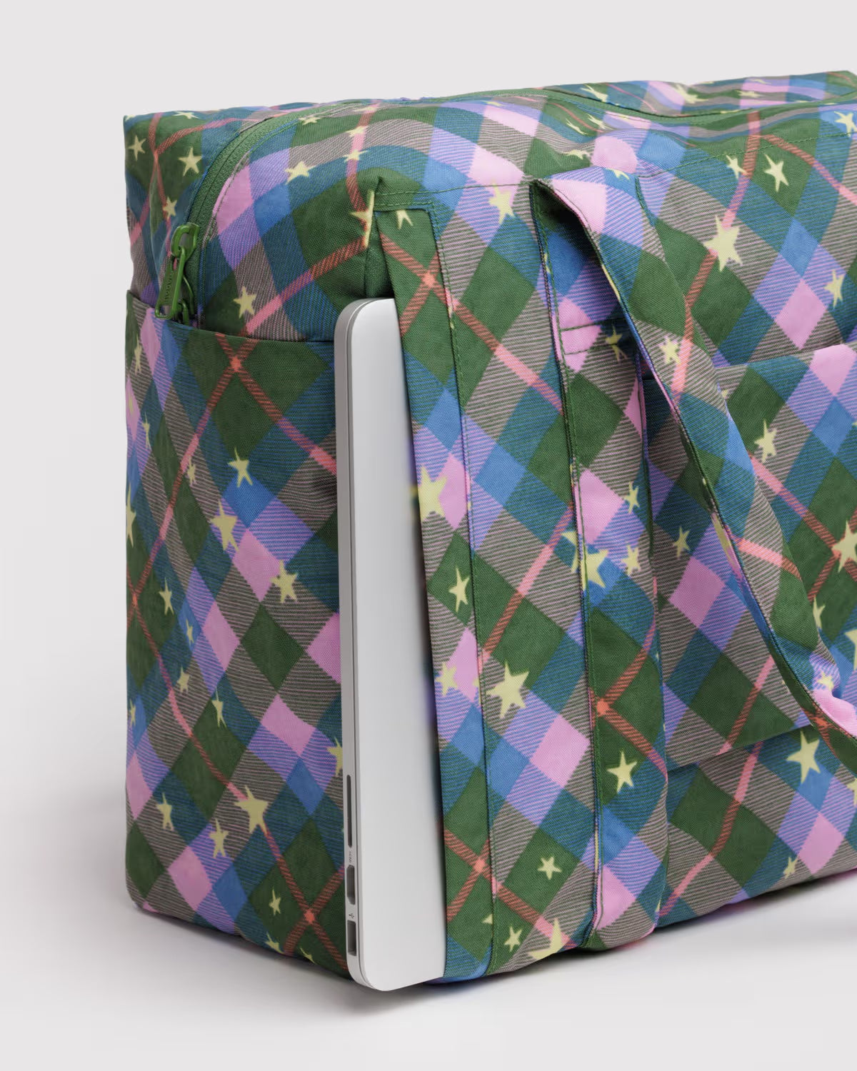 BAGGU - Small Cloud Carry On - Green Star Plaid