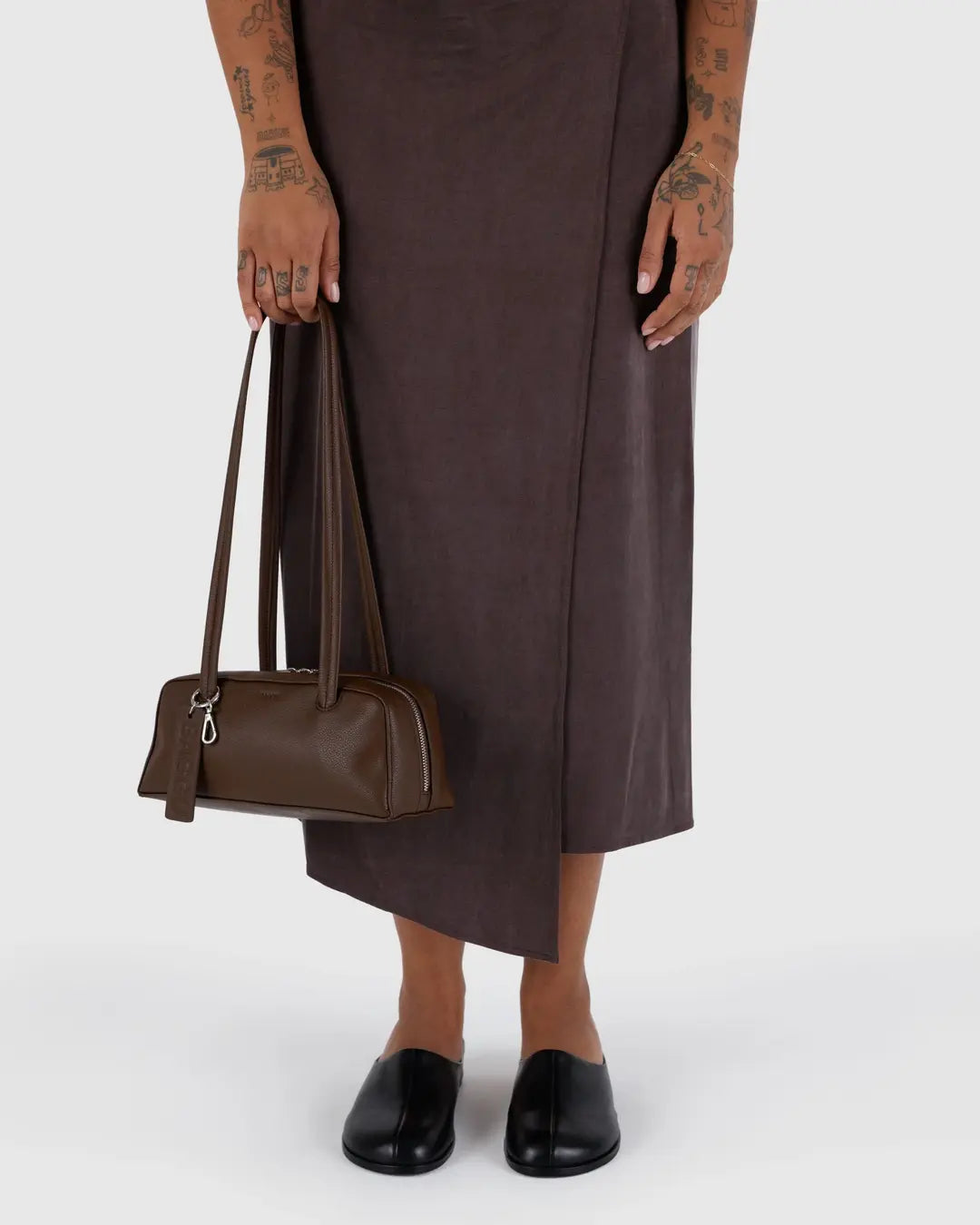 BAGGU - Small Recycled Leather Bowler Bag - Brown