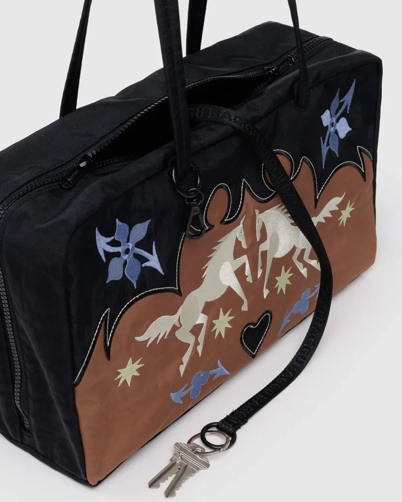 BAGGU - Medium Nylon Bowler Bag - Western Appliqué