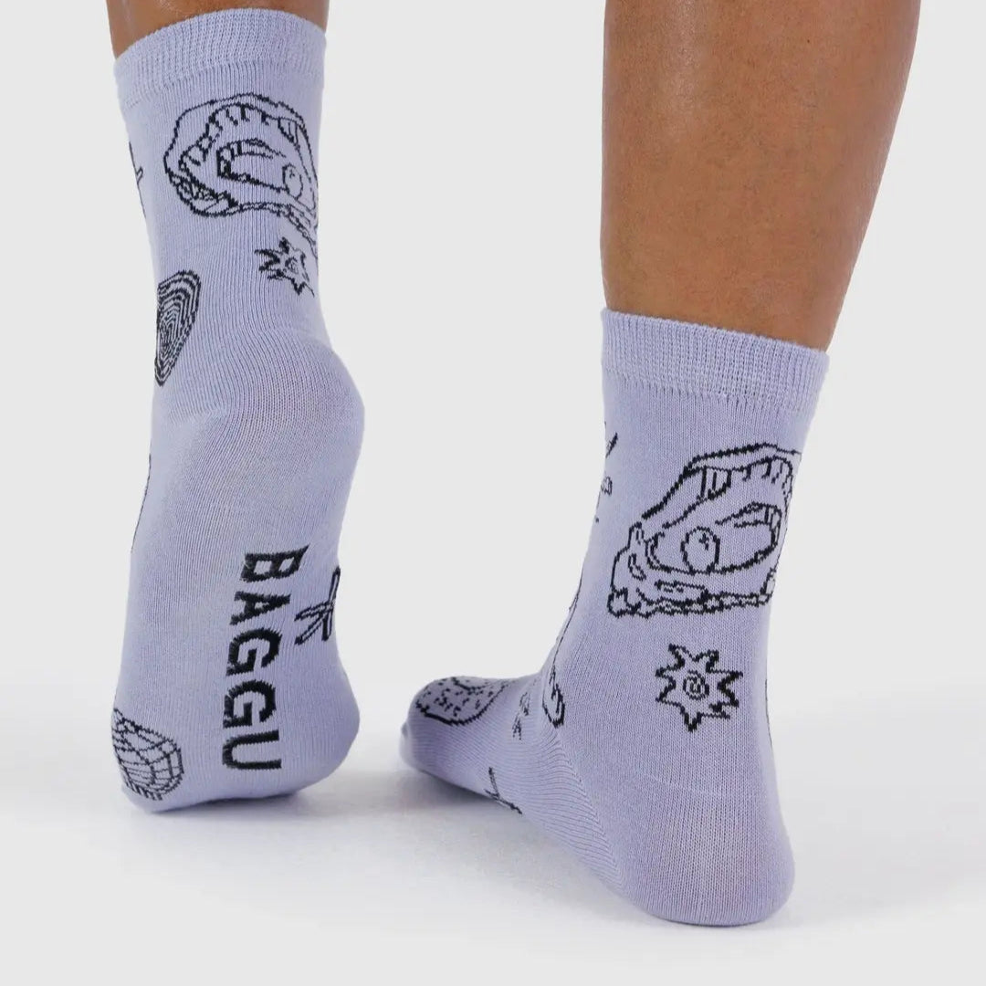 BAGGU Crew Sock - Shells Light Blue