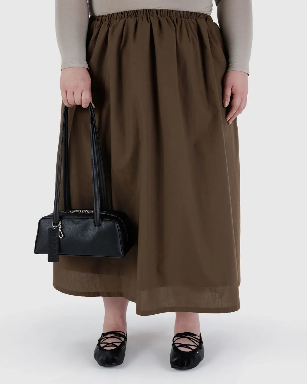BAGGU - Small Recycled Leather Bowler Bag - Black