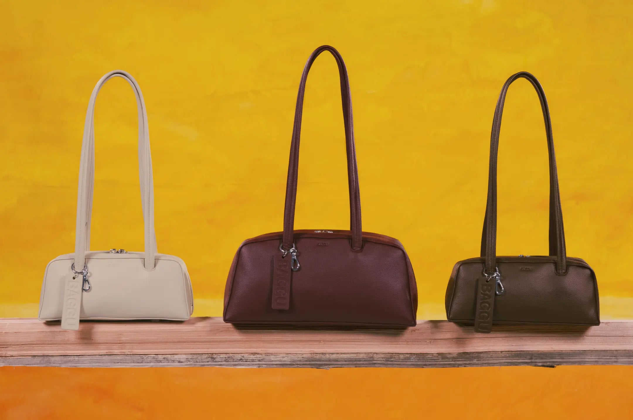 BAGGU - Recycled Leather Bowler Bag - Brown