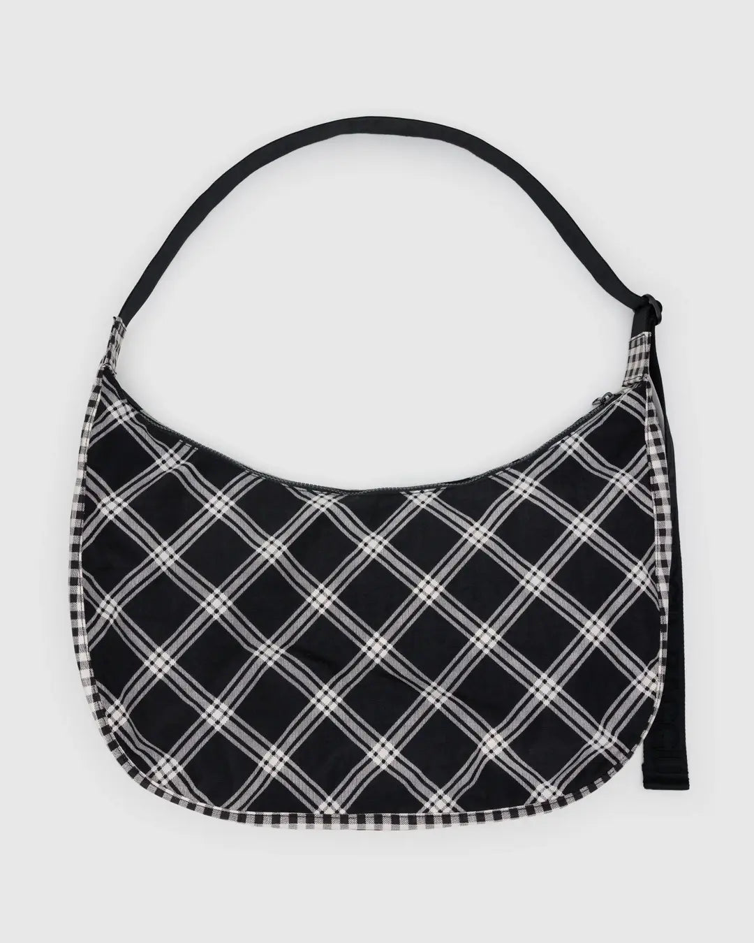 BAGGU- Large Nylon Crescent Bag - Mixed Plaid