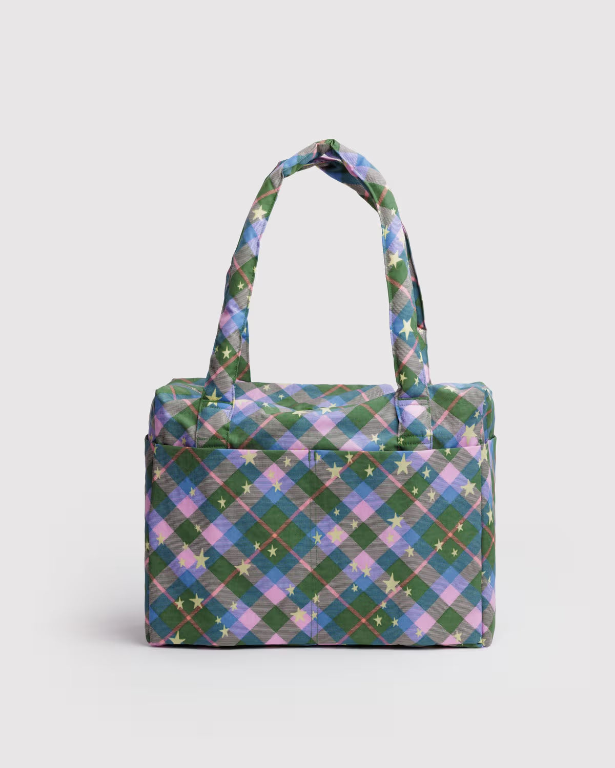 BAGGU - Small Cloud Carry On - Green Star Plaid