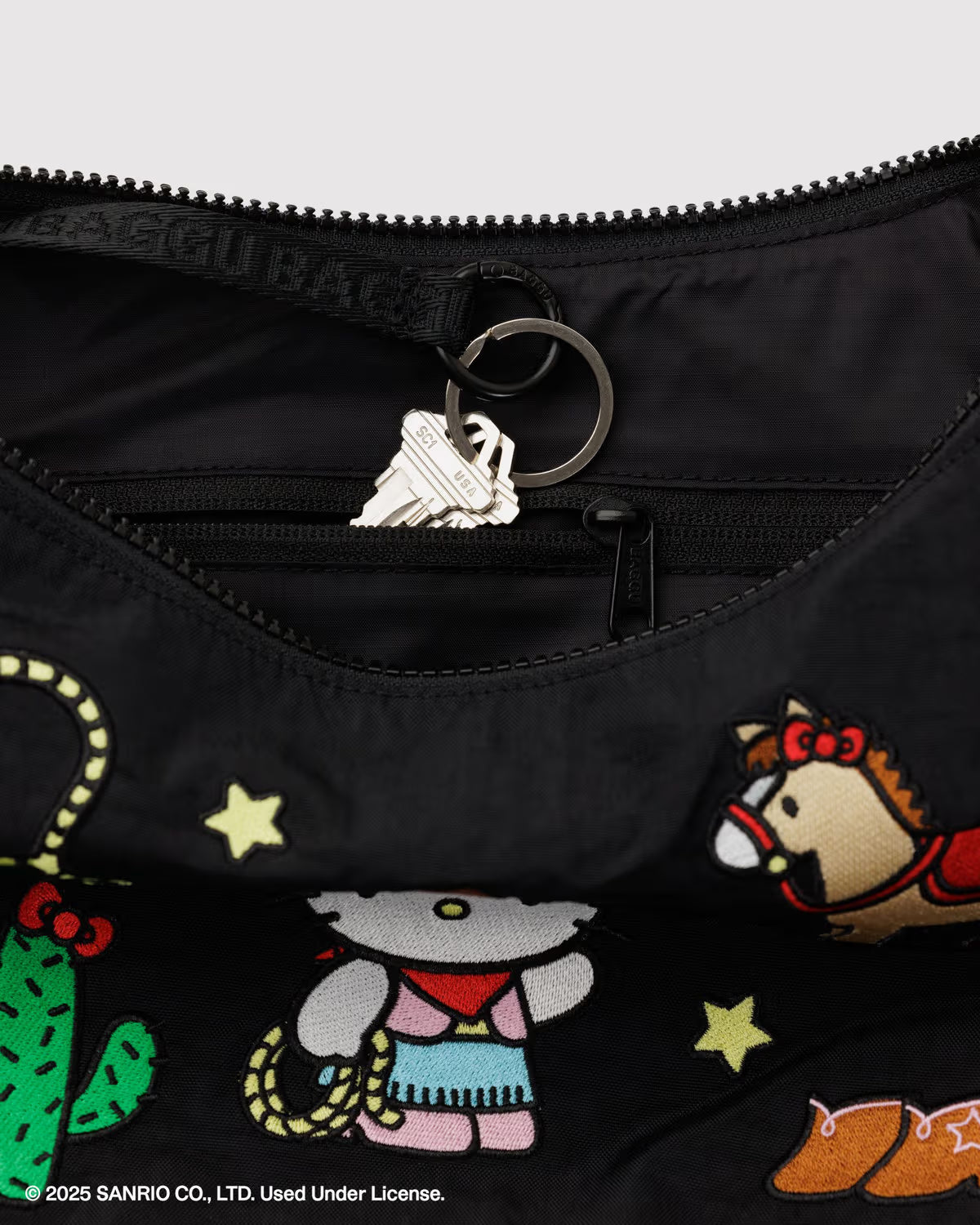 BAGGU - Medium Nylon Crescent Bag - Embroidered Hello Kitty Western