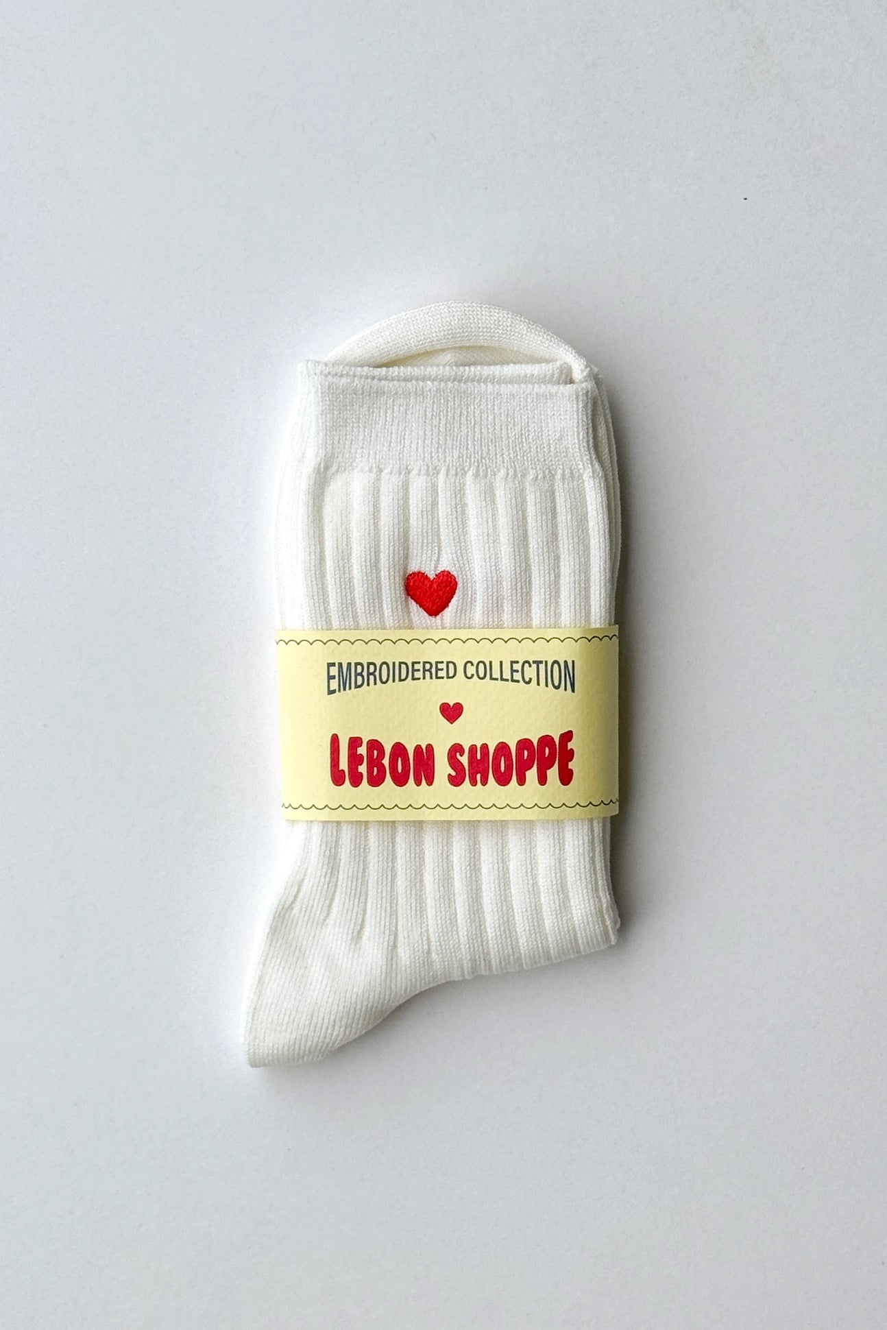 LE BON SHOPPE - Embroidered Her Socks (MC cotton) - CLASSIC WHITE + HEART