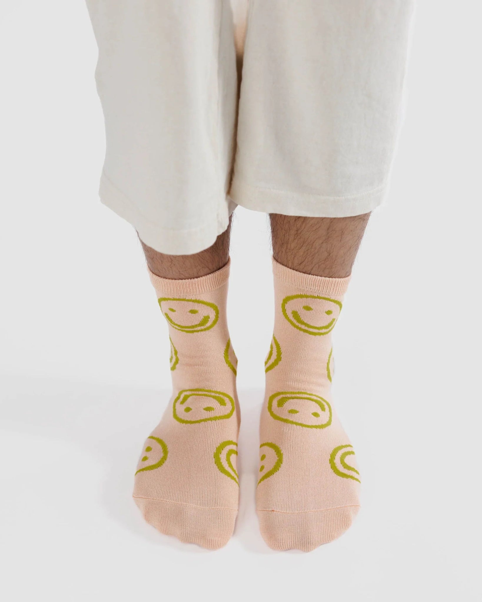 BAGGU Crew Sock - Light Pink Happy