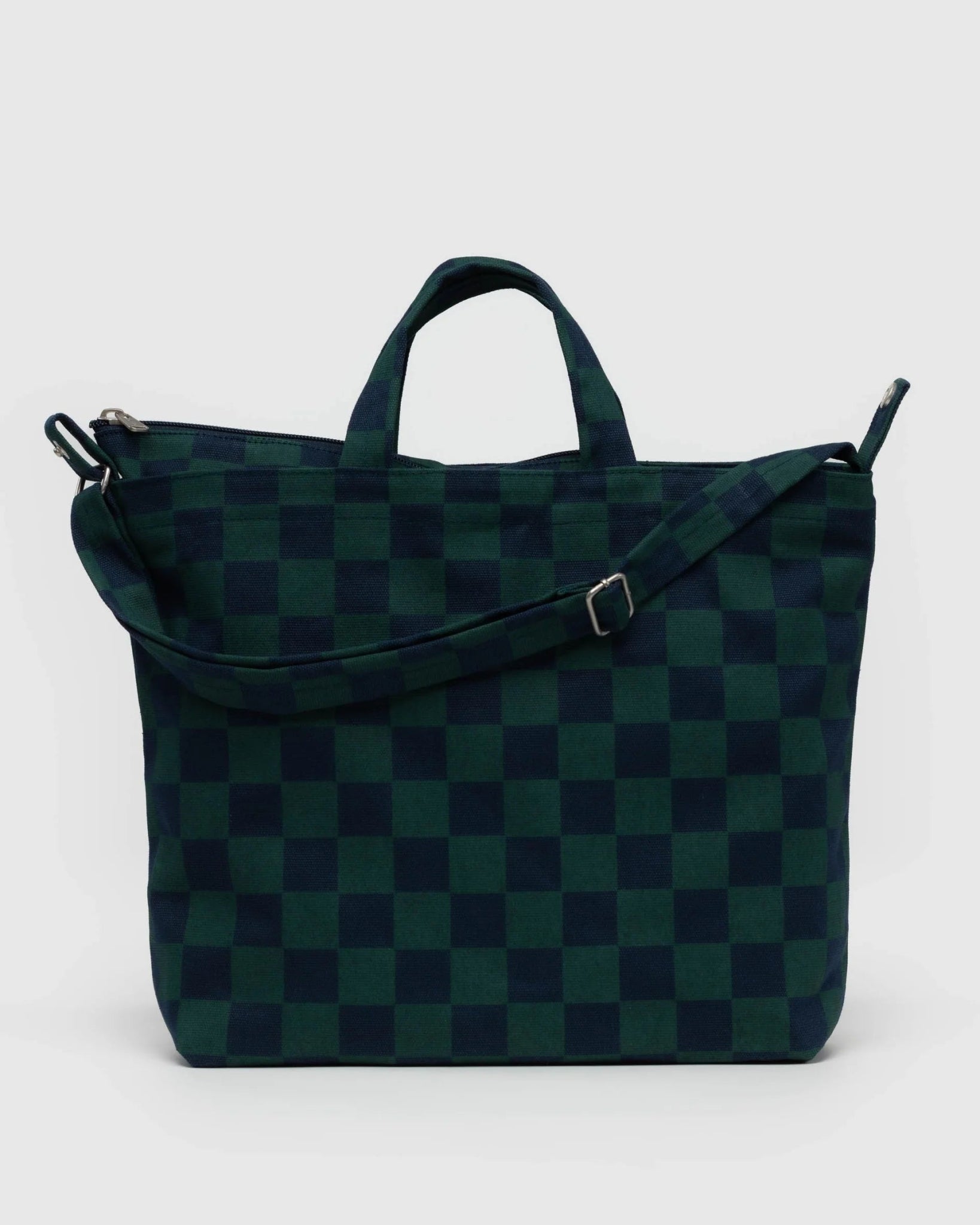 BAGGU | Horizontal Zip Duck Bag Navy Green Check