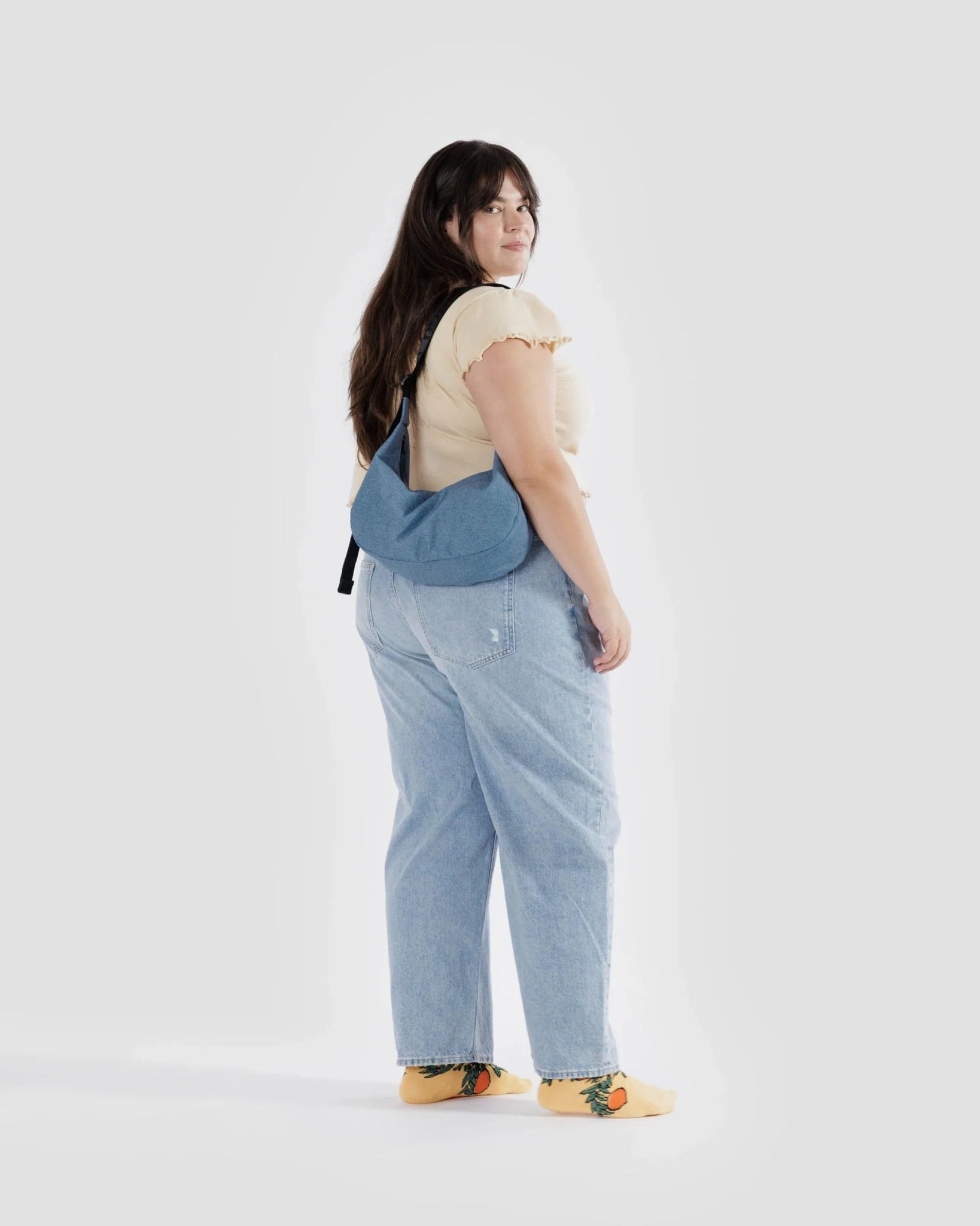 BAGGU Medium Nylon Crescent Bag -  Digital Denim