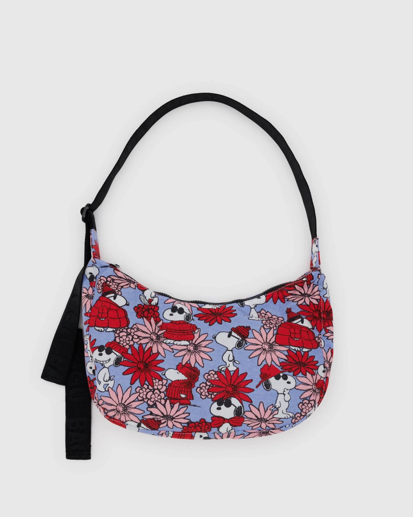 BAGGU Medium Nylon Crescent Bag -  Floral Snoopy