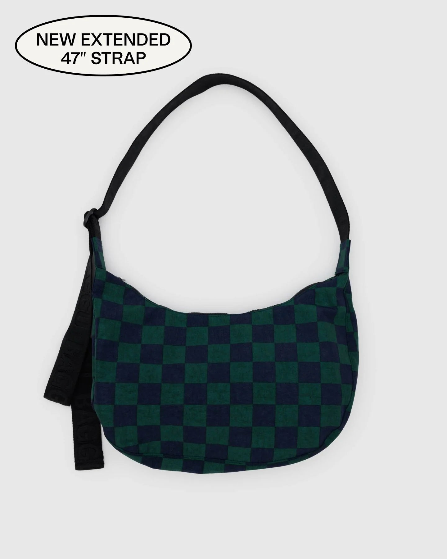 BAGGU | Medium Nylon Crescent Navy Green Check