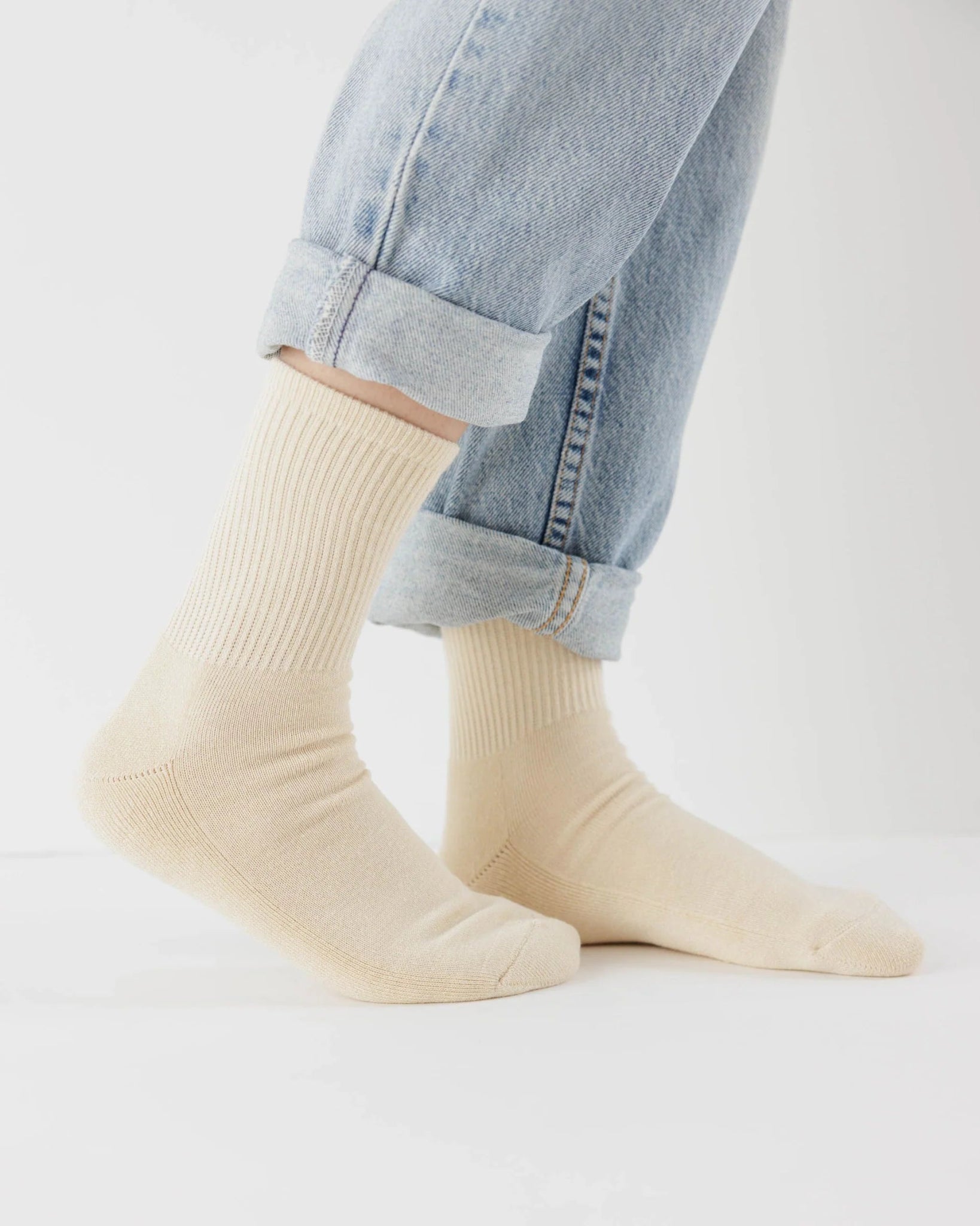 BAGGU Ribbed Sock - Ecru Large