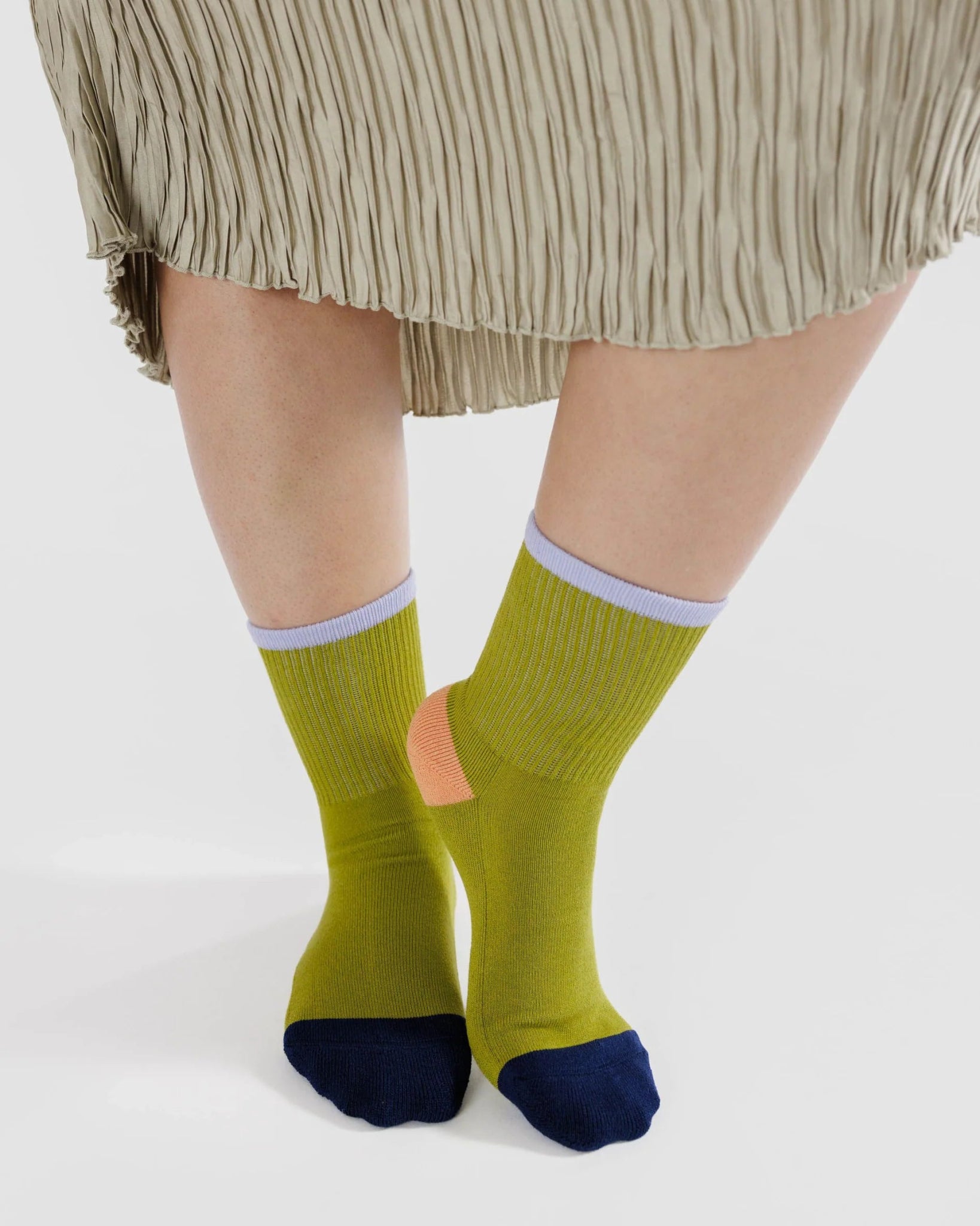 BAGGU Ribbed Sock - Lemongrass Mix Large