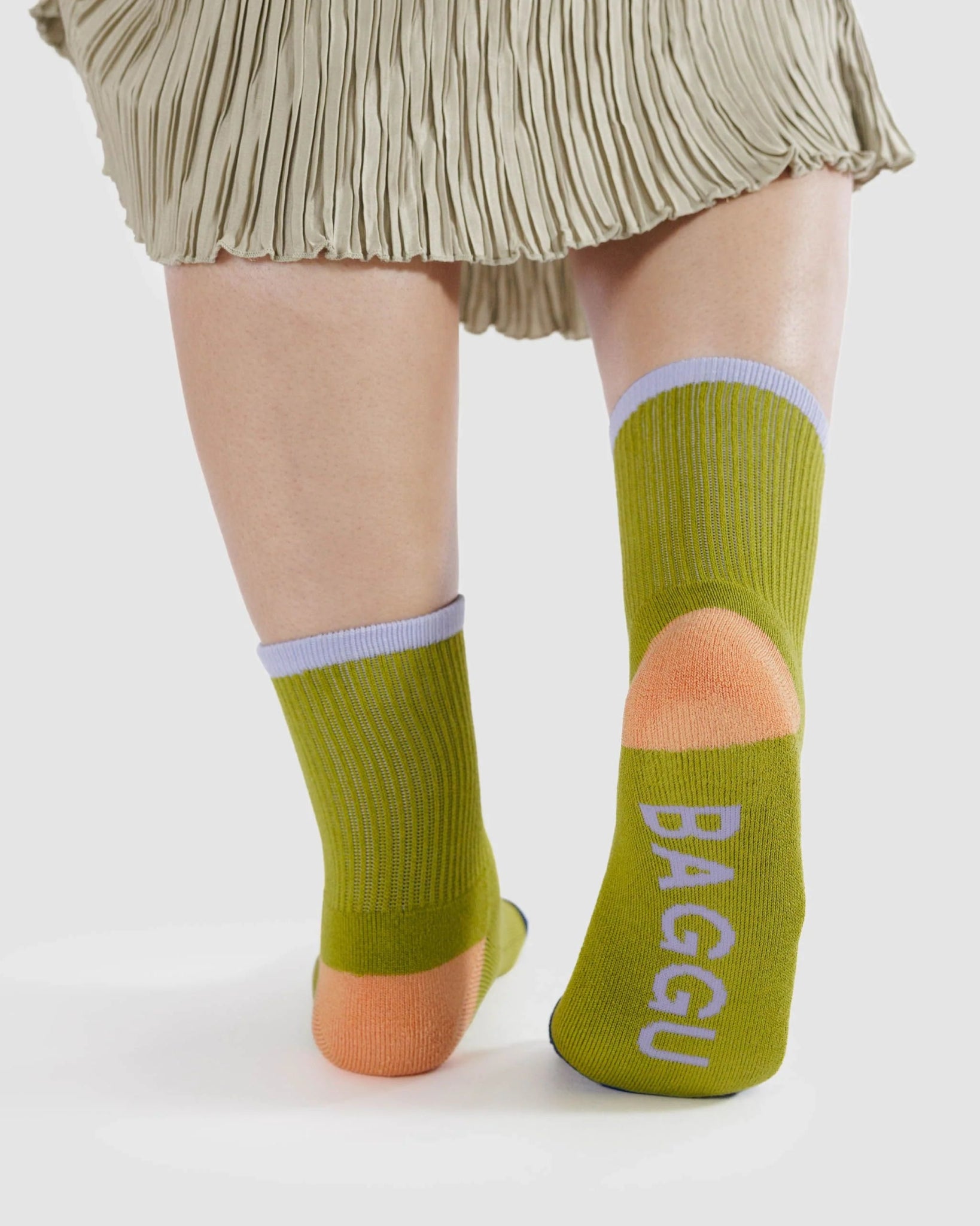 BAGGU Ribbed Sock - Lemongrass Mix Large