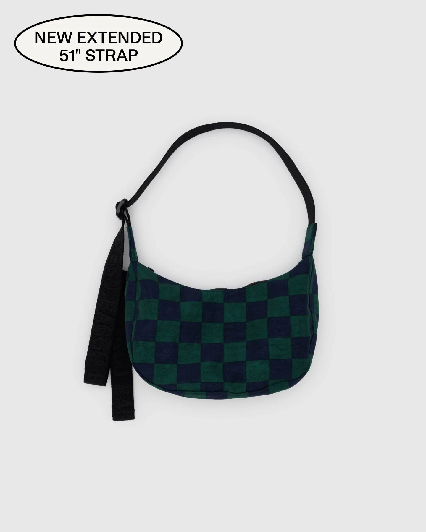 BAGGU | Small Nylon Crescent Bag Navy Green Check