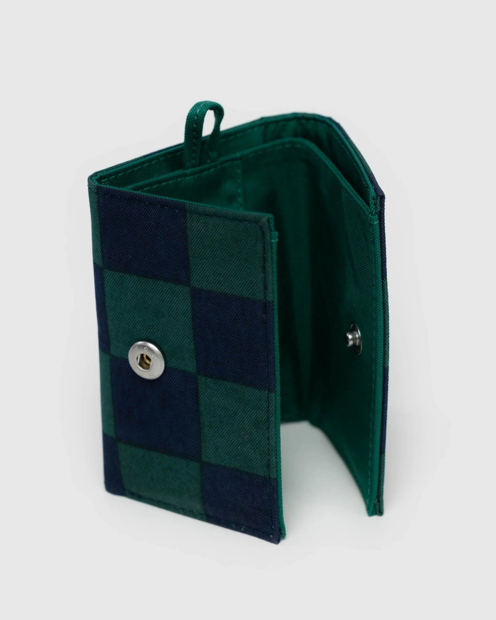 BAGGU | Snap Wallet Navy Green Check