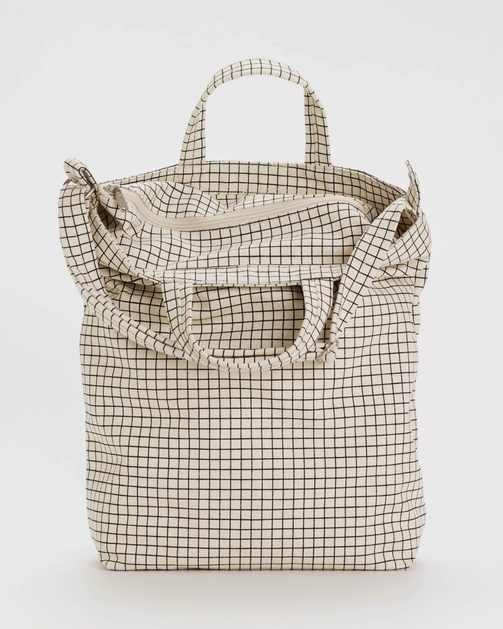 BAGGU | Zip Duck Bag Natural Grid