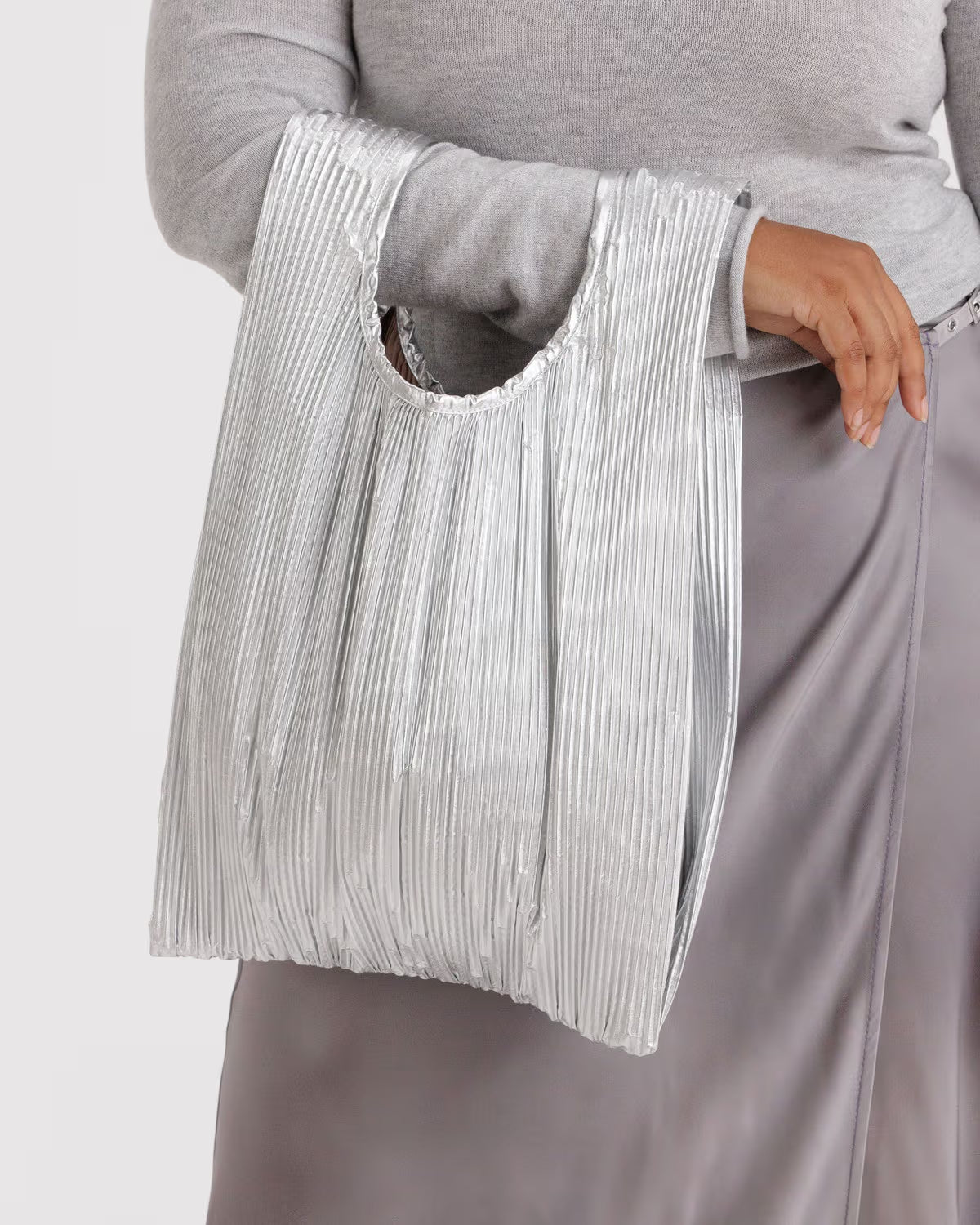 BAGGU - Pleated Baggu - Silver