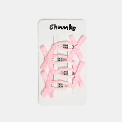 CHUNKS | Mini Bow Snap Clips In Blush