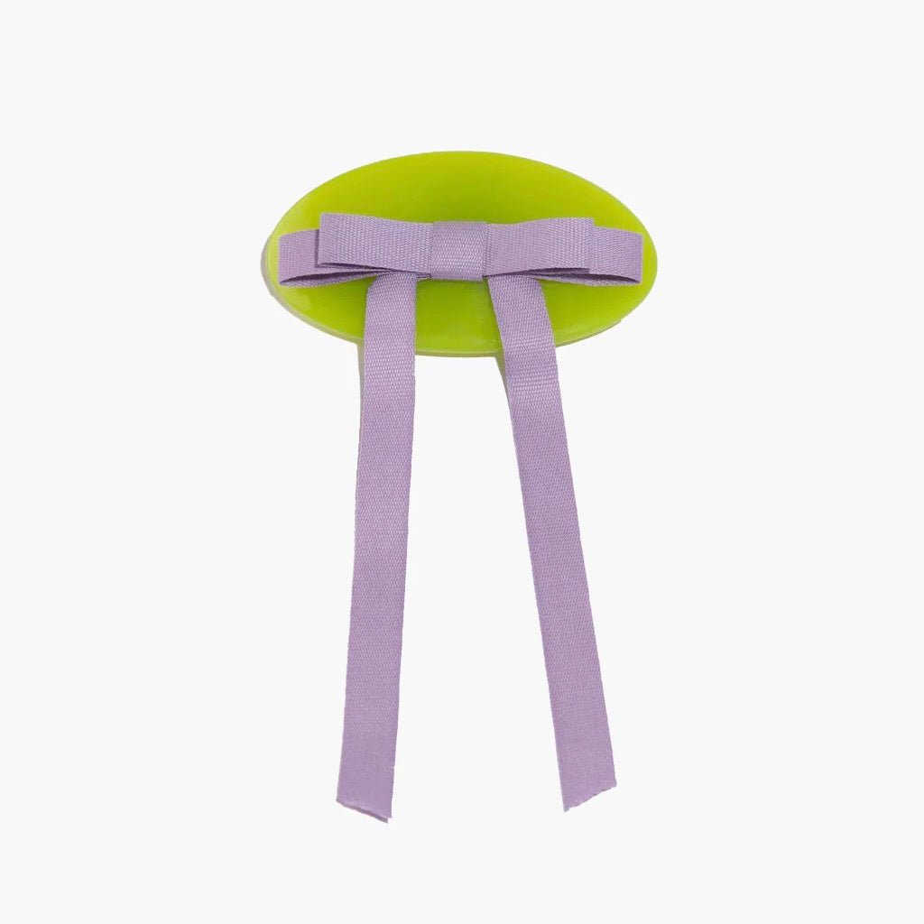 CHUNKS Bow Barrette in Lime & Lavender