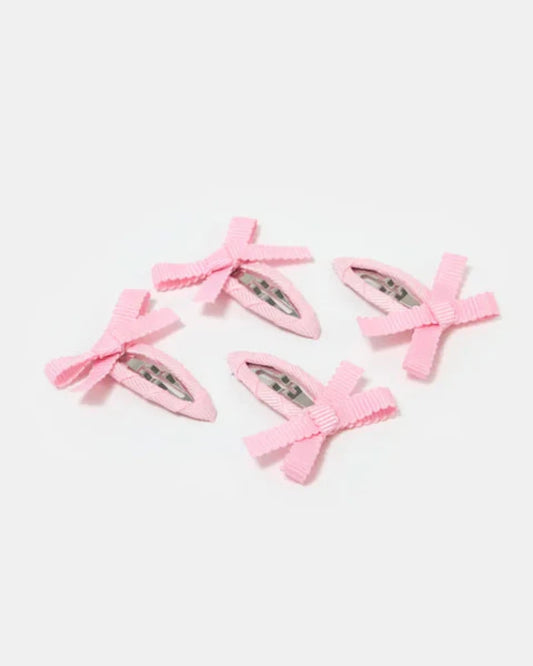 CHUNKS | Mini Bow Snap Clips In Blush