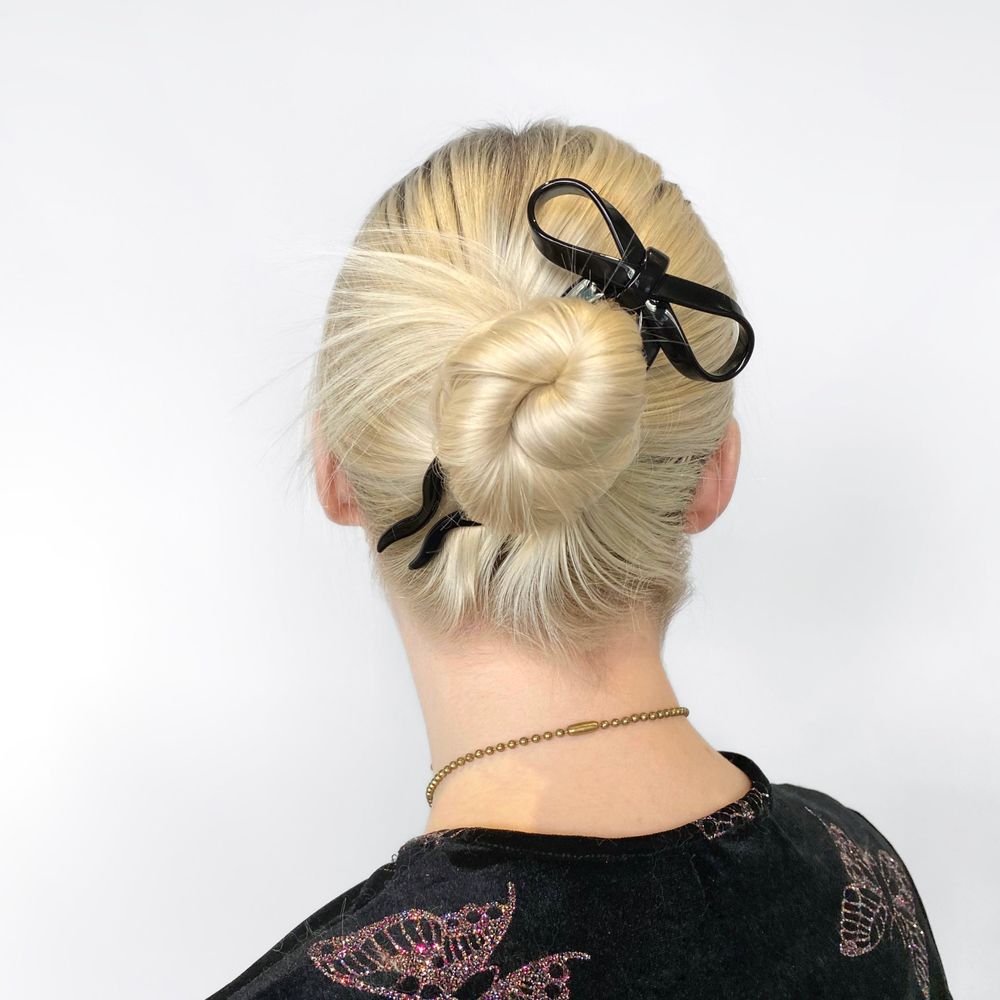 CHUNKS Large Bow Hairpin in Black