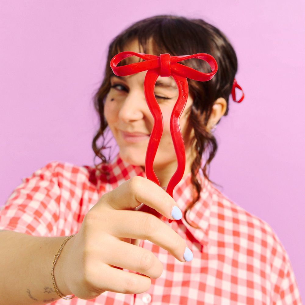 CHUNKS Large Bow Hairpin in Red