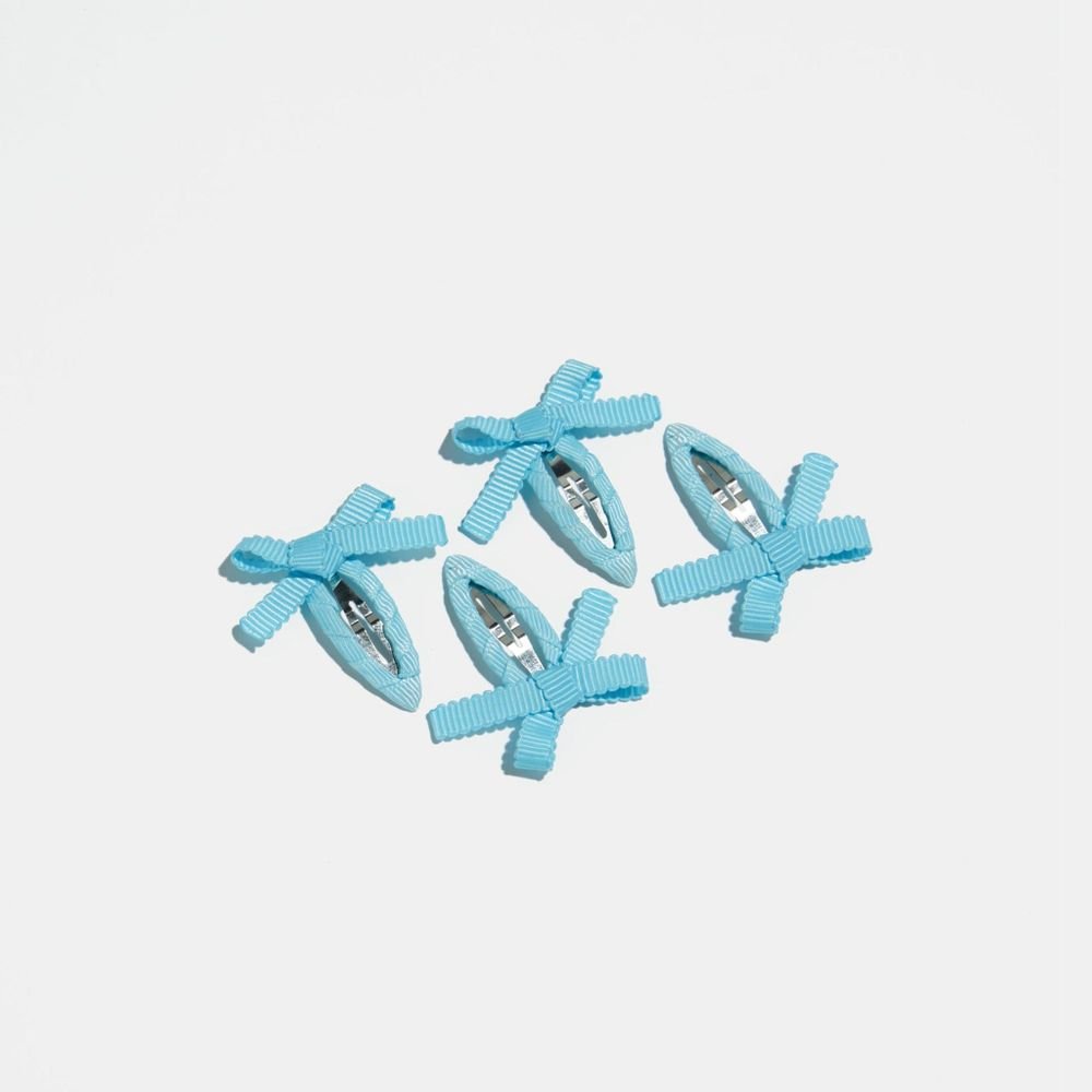 CHUNKS Mini Bow Snap Clips In Baby Blue