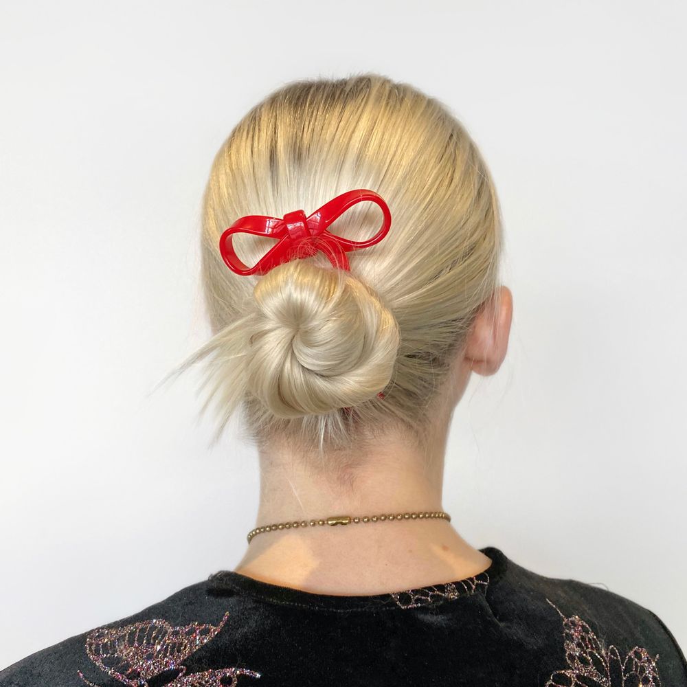 CHUNKS Small Bow Hairpin In Red