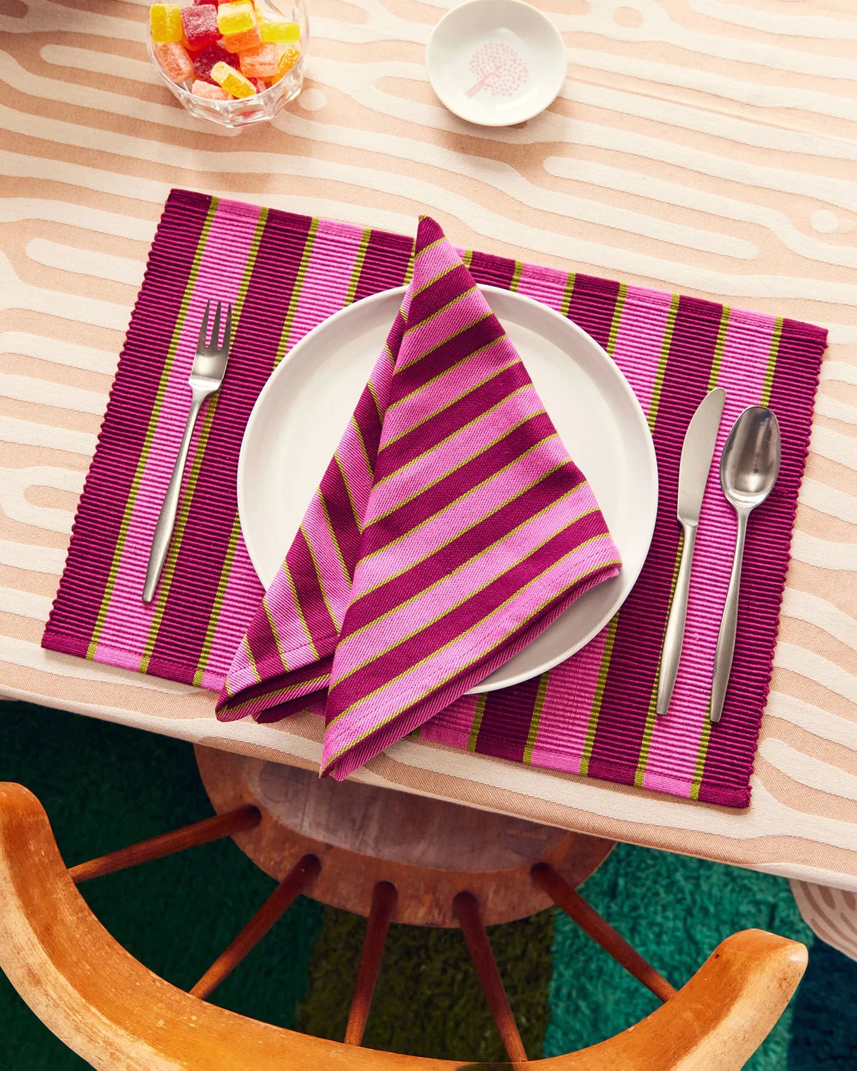 Dusen Dusen Herb Stripe Placemats | Mix Set of 4