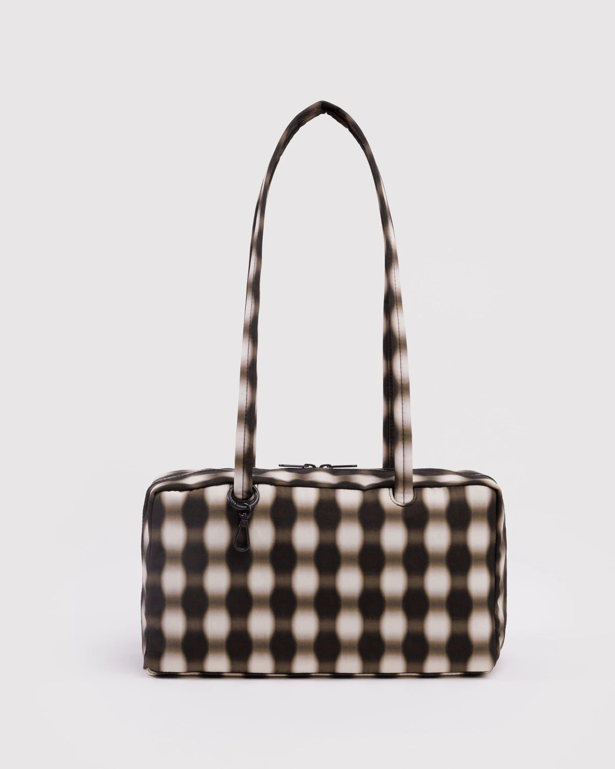 BAGGU - Nylon Bowler Bag - Blurred Gingham Brown