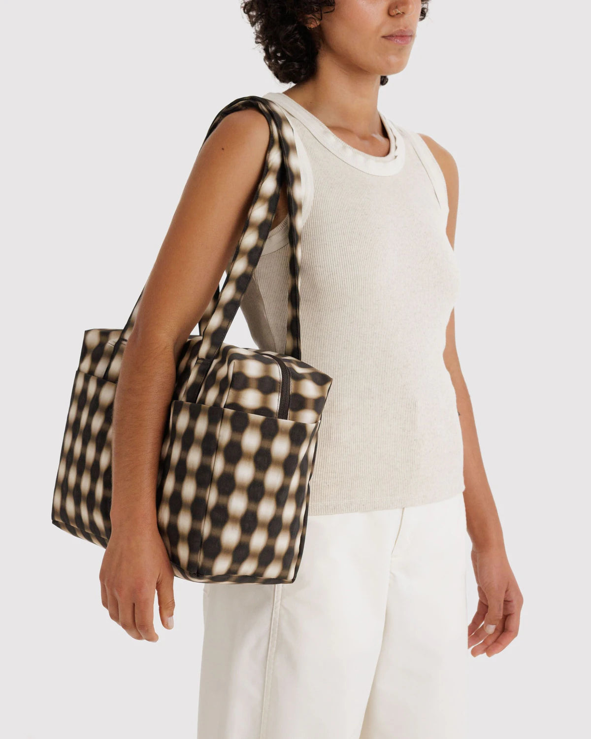 BAGGU - Everyday Cloud Bag - Blurred Gingham Brown