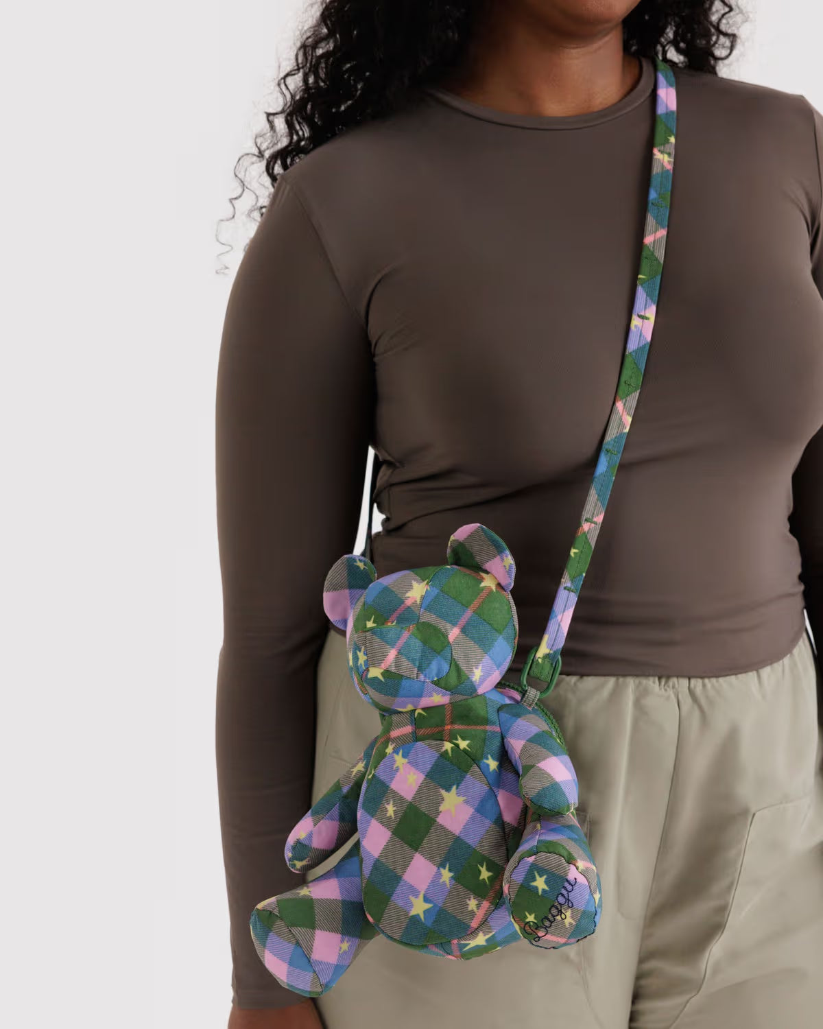 BAGGU - Bear Bag - Green Star Plaid
