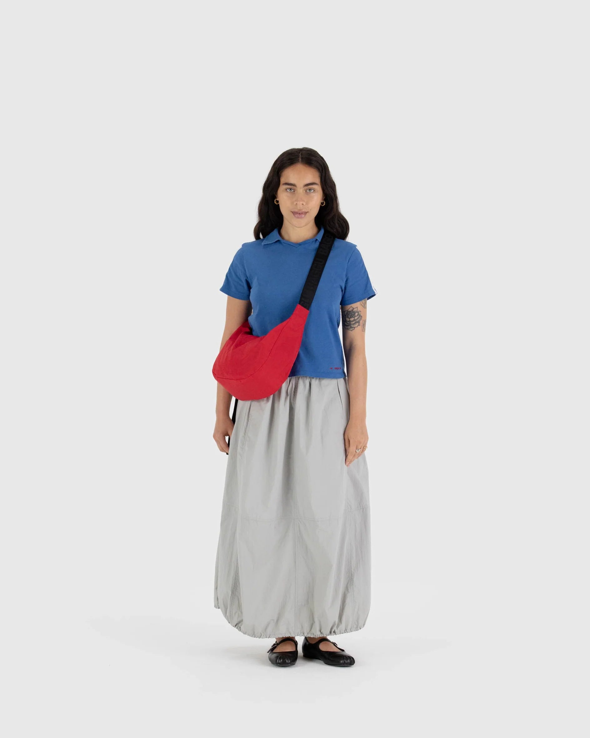 BAGGU Medium Nylon Crescent Bag -  Candy Apple