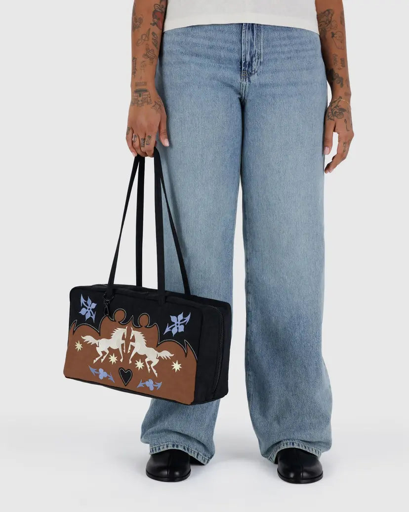 BAGGU - Medium Nylon Bowler Bag - Western Appliqué