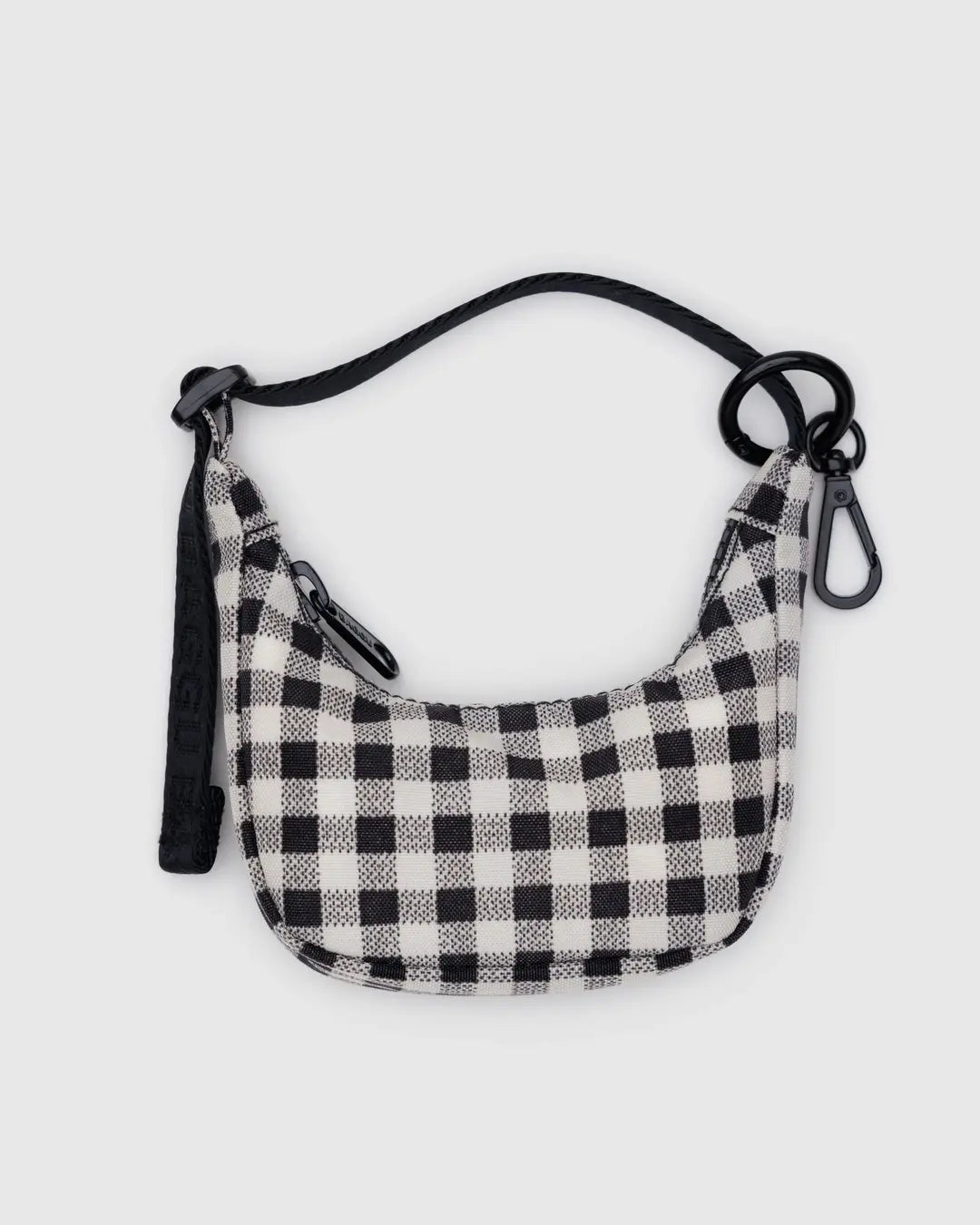 BAGGU - Crescent Bag Charm - Black & White Gingham