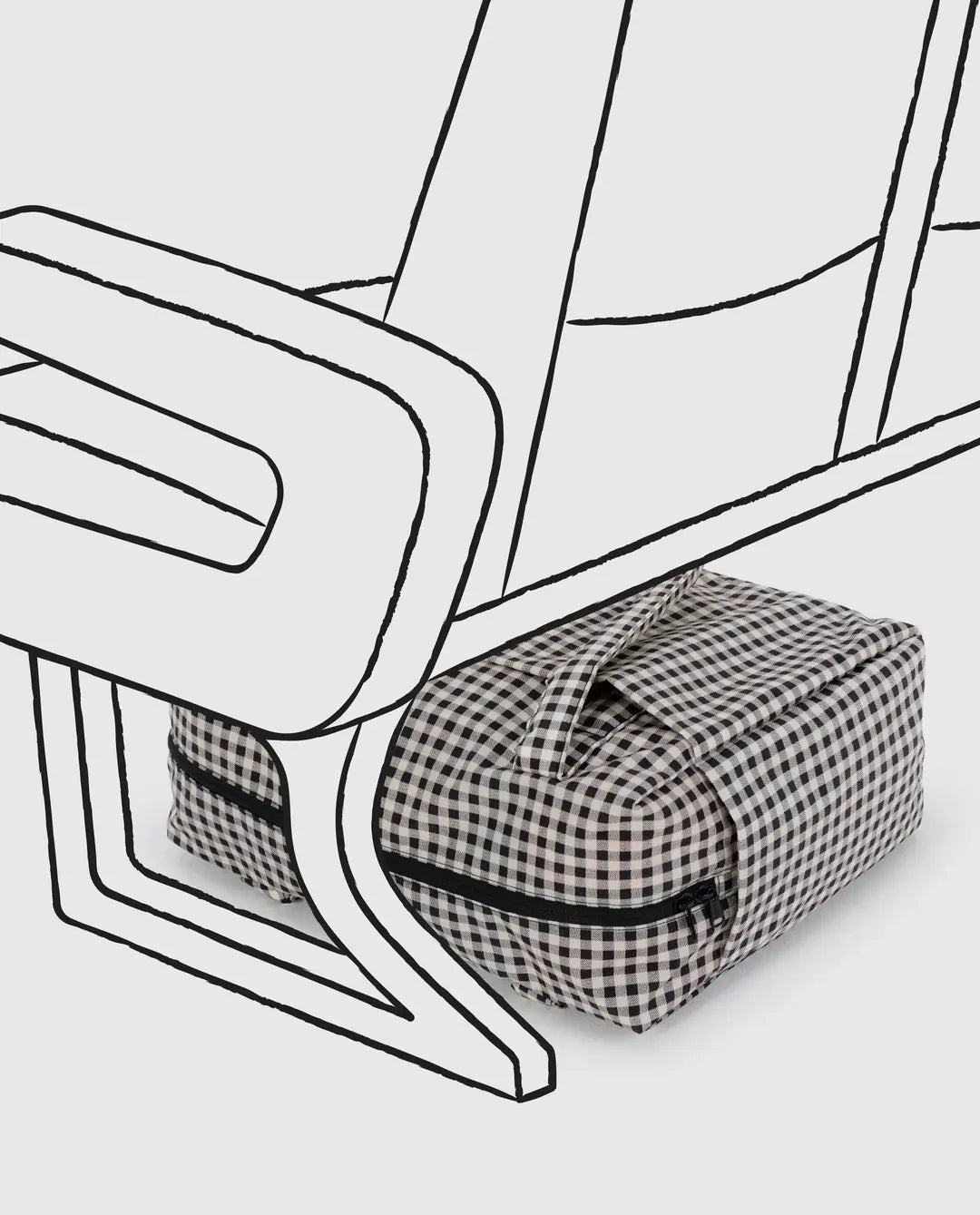 BAGGU - Small Cloud Carry On - Black & White Gingham