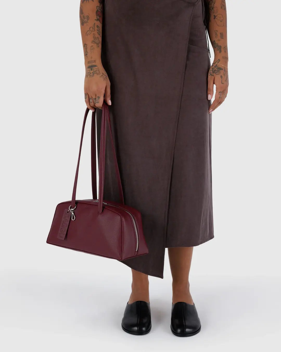 BAGGU - Recycled Leather Bowler Bag - Mahogany