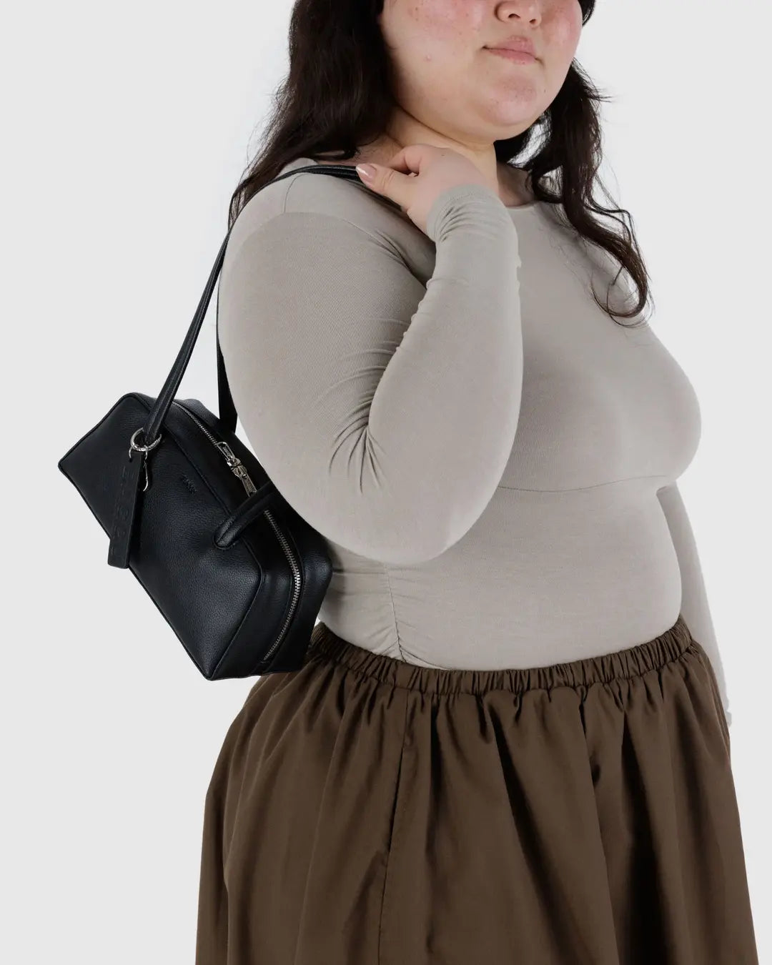BAGGU - Small Recycled Leather Bowler Bag - Black