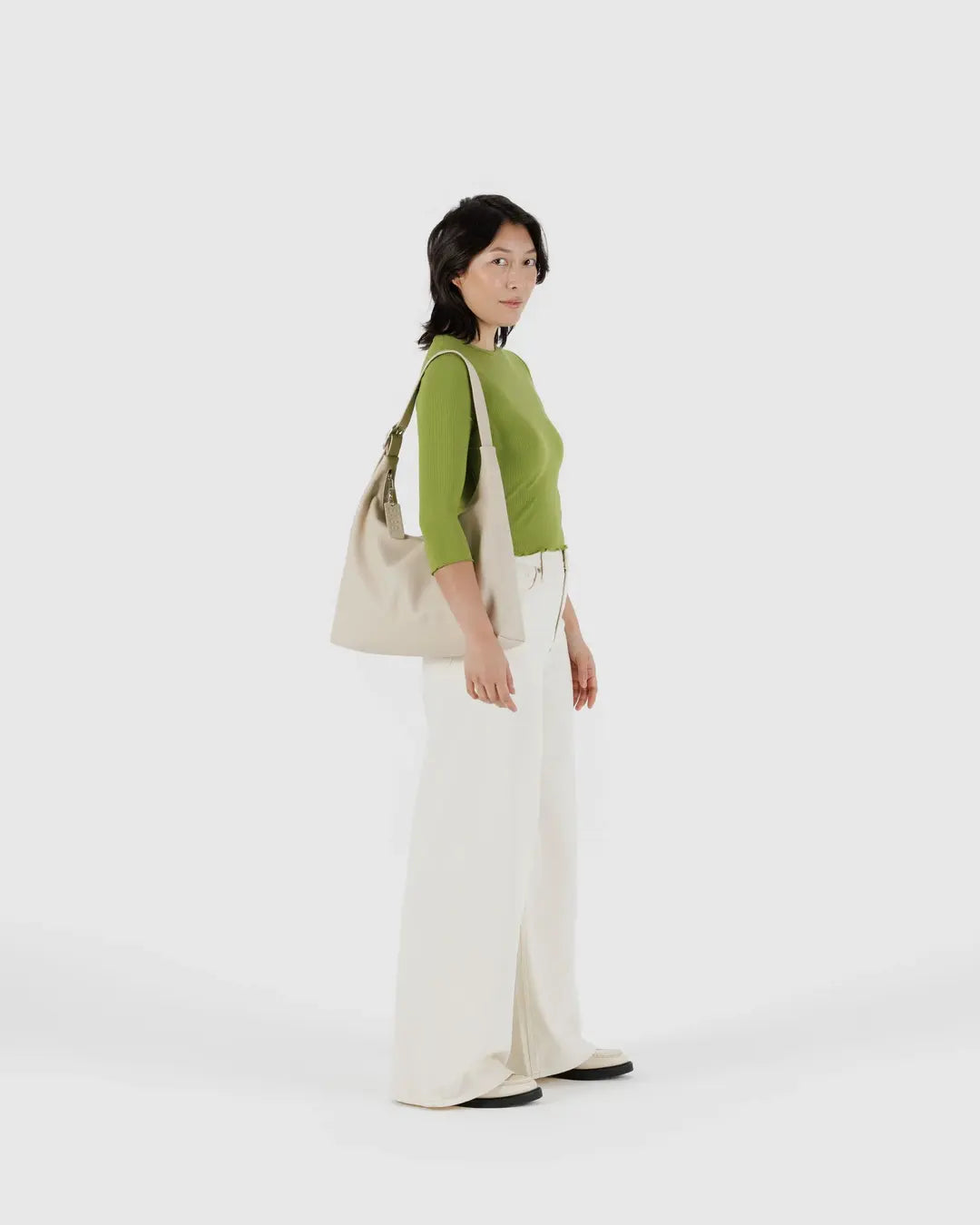 BAGGU Recycled Leather Shoulder Bag - Stone