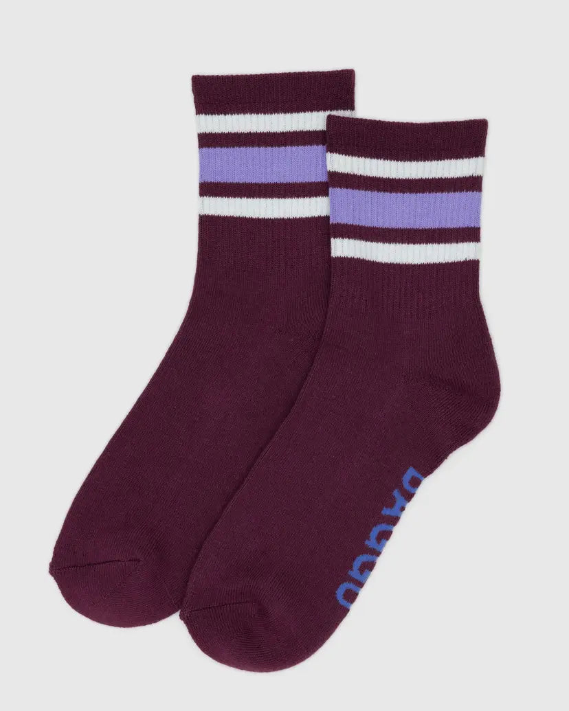 BAGGU - Ribbed Sock - Mahogany Stripe
