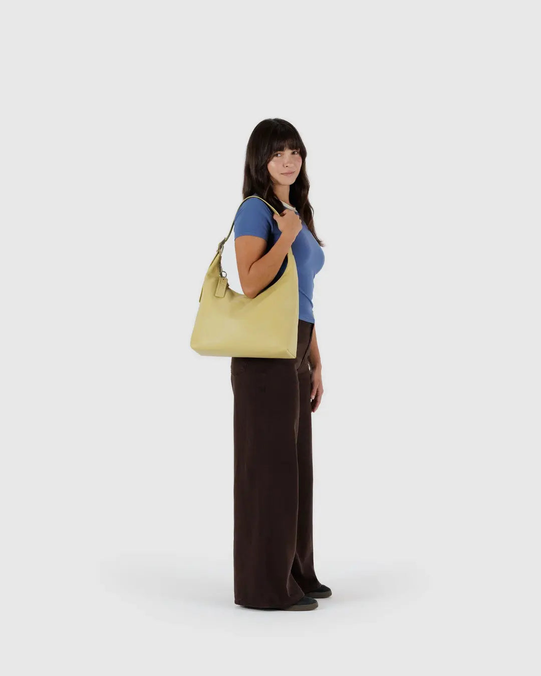 BAGGU- Recycled Leather Shoulder Bag - Straw