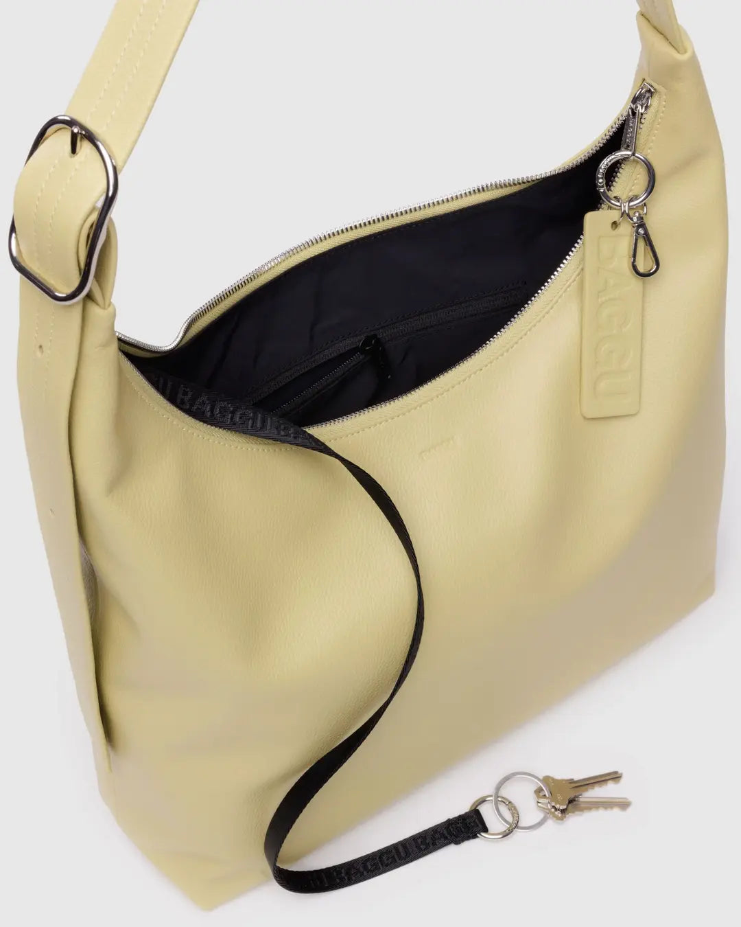 BAGGU- Recycled Leather Shoulder Bag - Straw