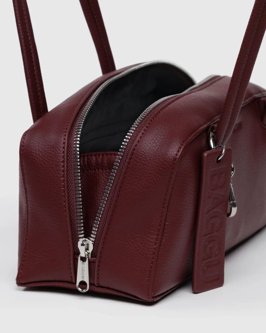 BAGGU - Small Recycled Leather Bowler Bag - Mahogany