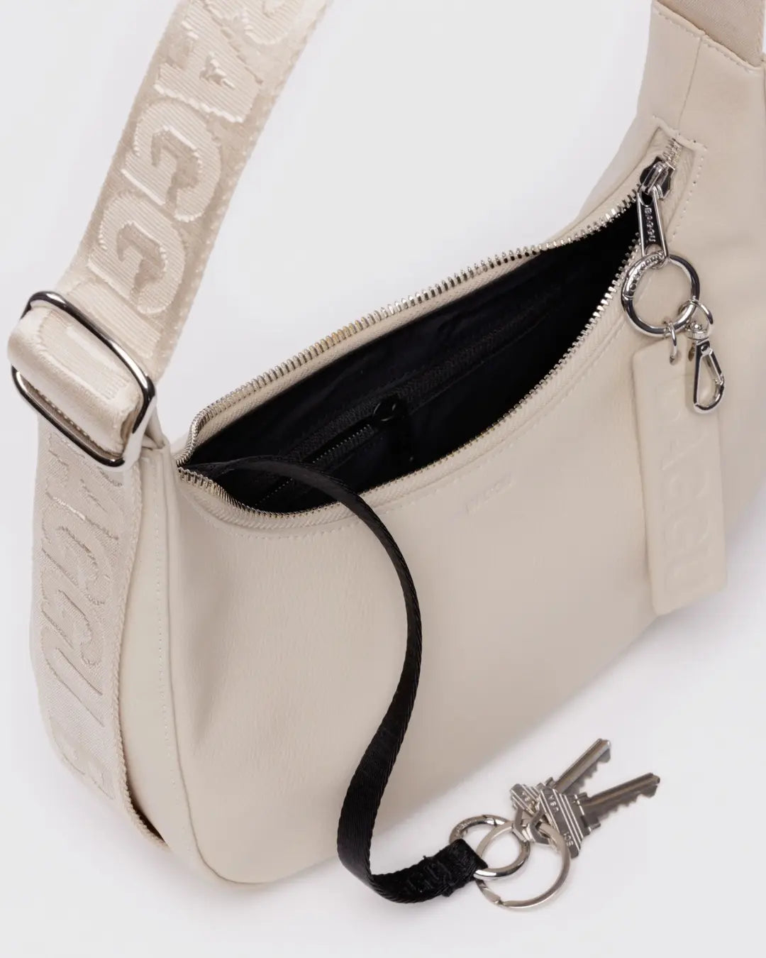 BAGGU Small Recycled Leather Crescent Bag - Stone