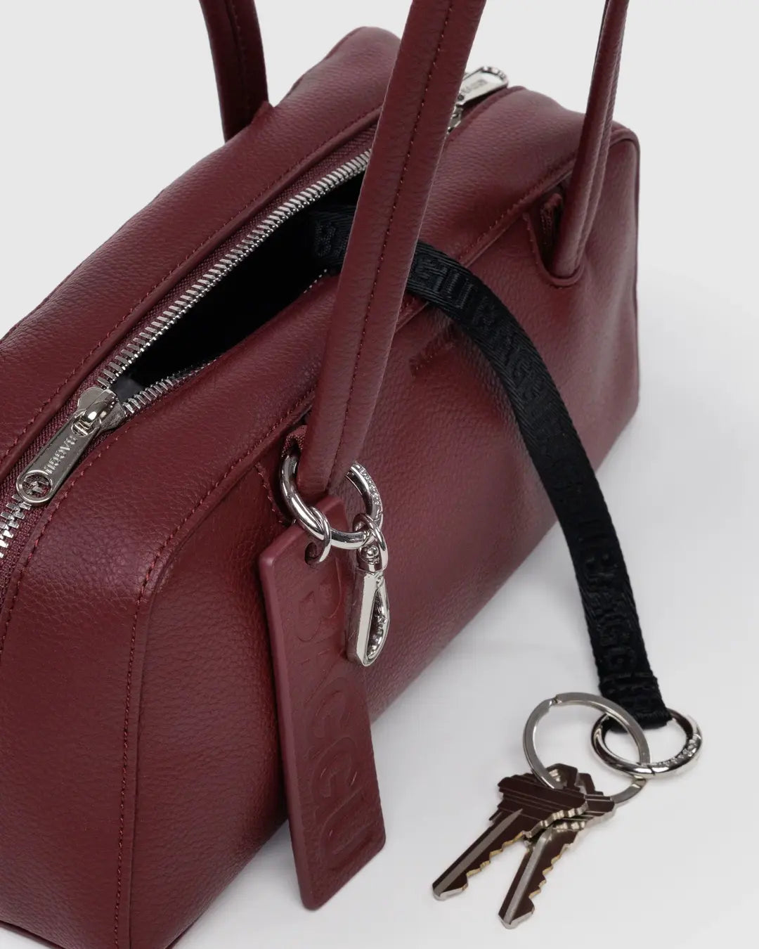 BAGGU - Small Recycled Leather Bowler Bag - Mahogany