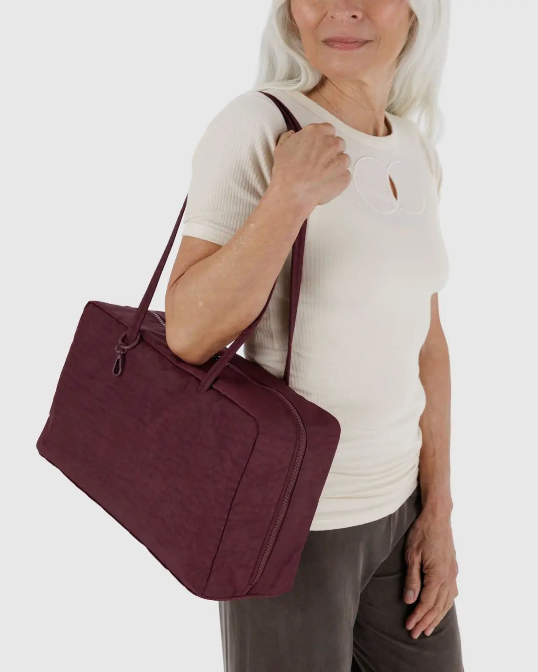 BAGGU - Medium Nylon Bowler Bag - Mahogany