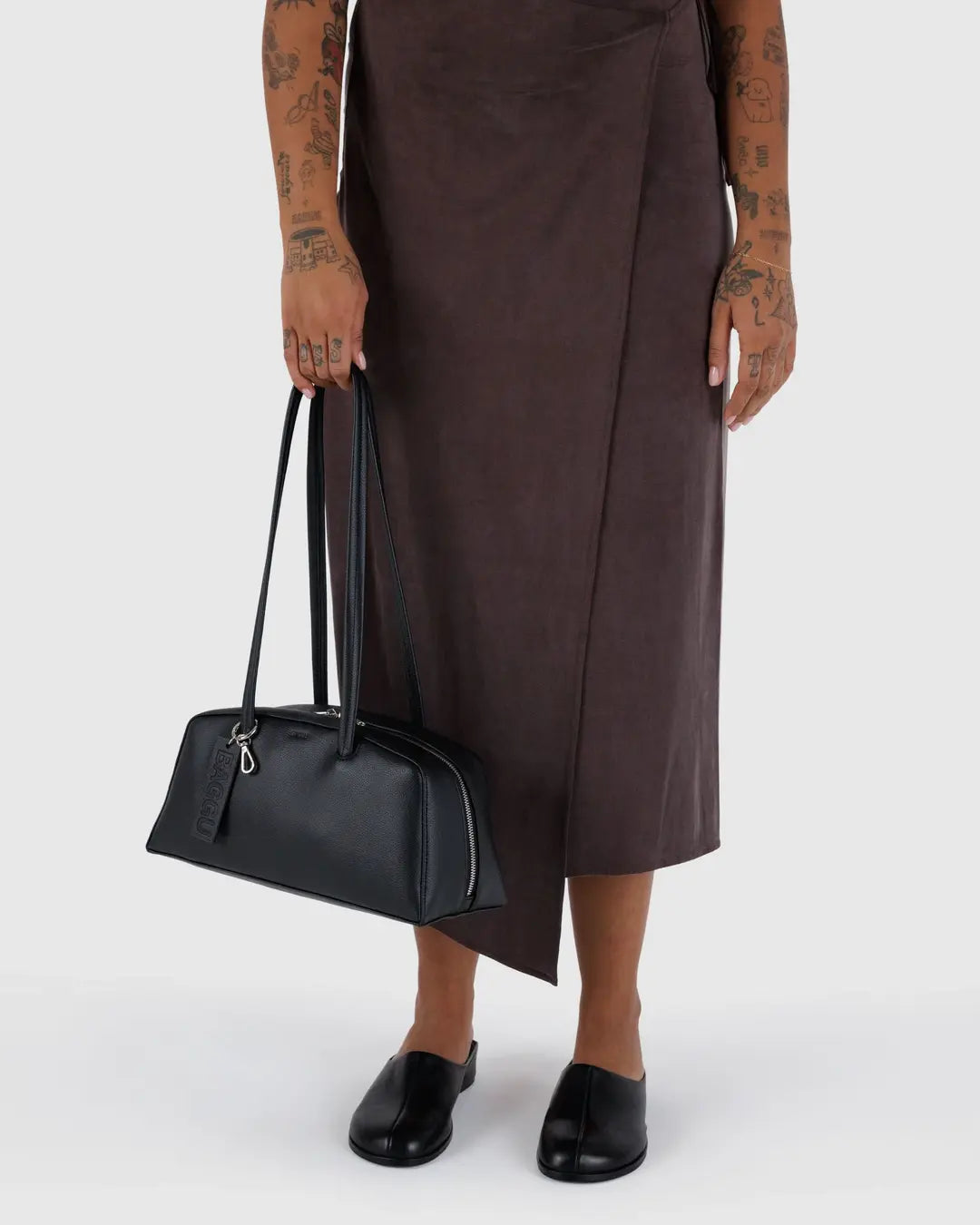 BAGGU - Recycled Leather Bowler Bag - Black