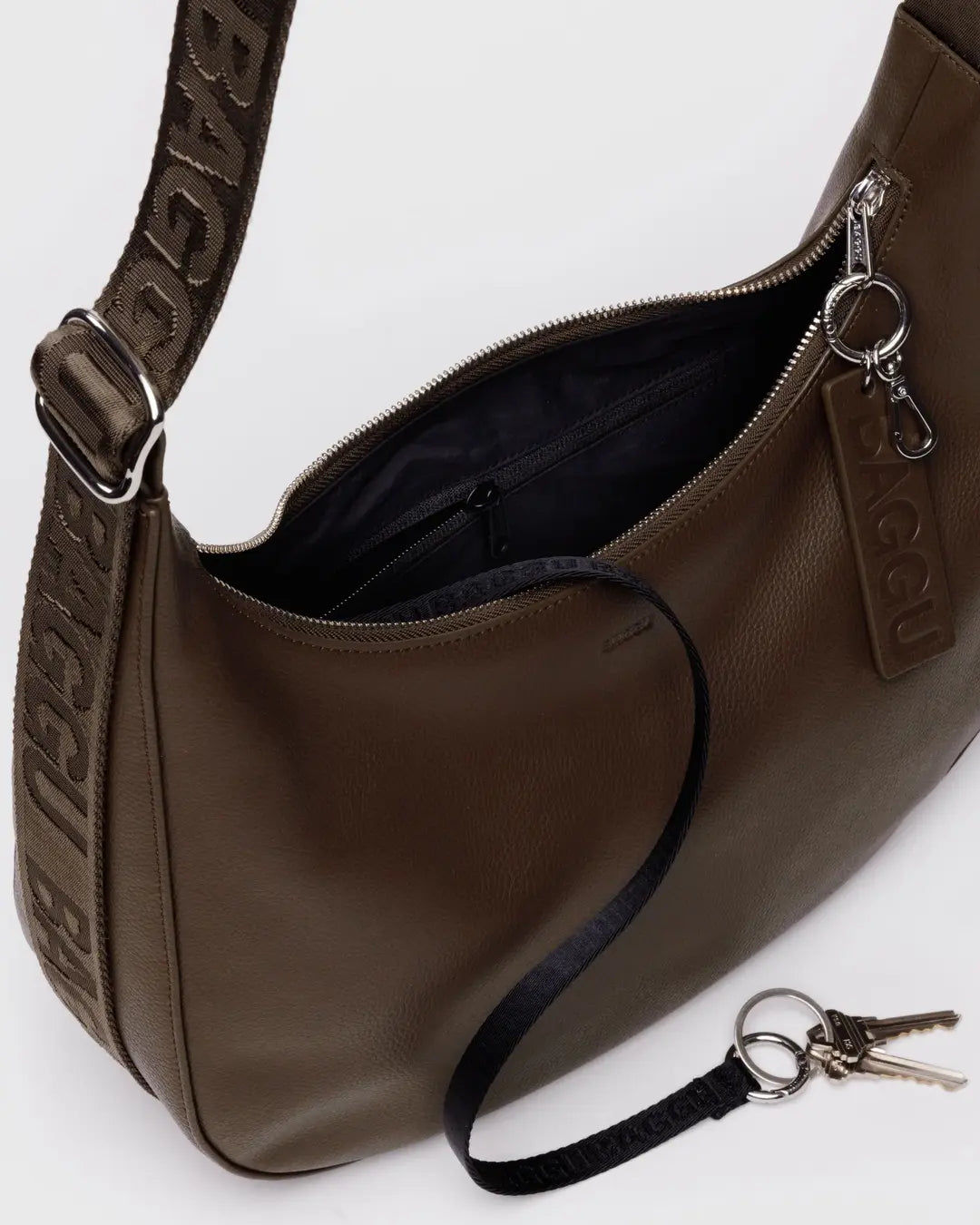 BAGGU Medium Recycled Leather Crescent Bag - Brown